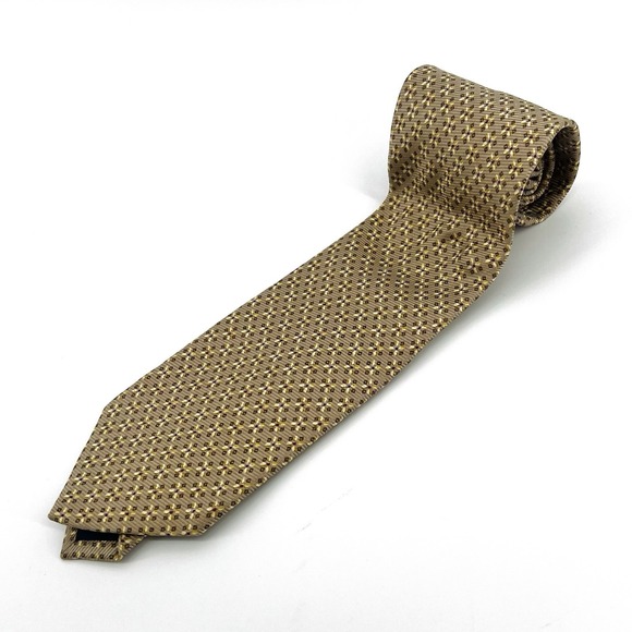 Ermenegildo Zegna Other - Ermenegildo Zegna 100% Silk Tie Brown Geometric Pattern 3.5" Made In Italy